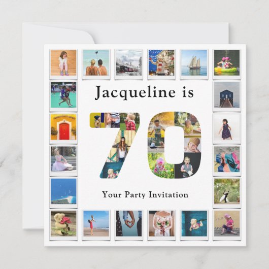 70誕生日デザインお客様の写真コラージュ 招待状 (正面)