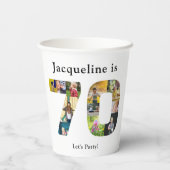 70誕生日デザインお客様の写真コラージュ 紙コップ (裏面)