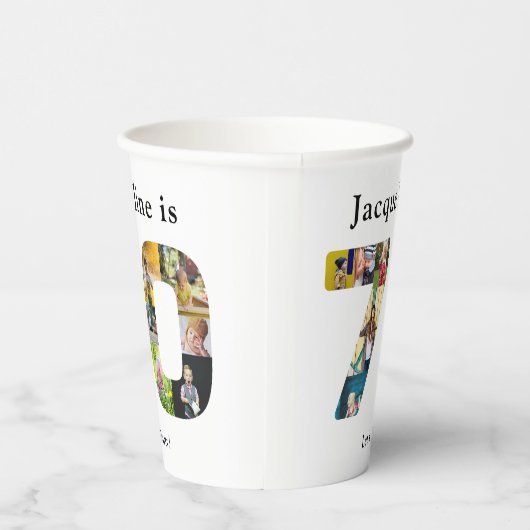 70誕生日デザインお客様の写真コラージュ 紙コップ (右)