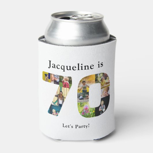 70誕生日デザインお客様の写真コラージュ 缶クーラー (缶正面)