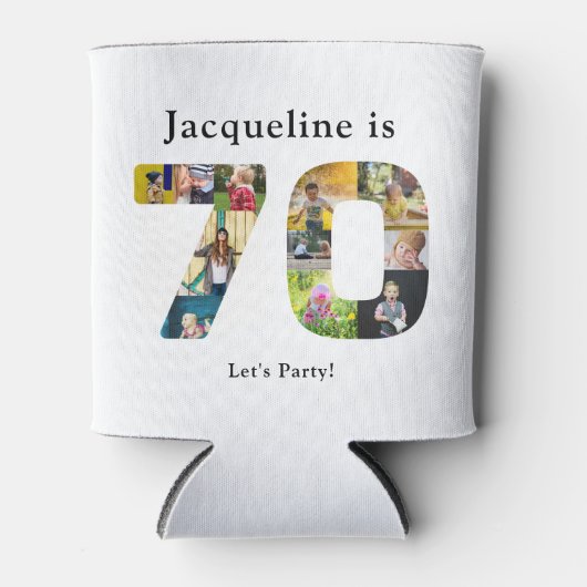 70誕生日デザインお客様の写真コラージュ 缶クーラー (正面)