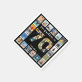 70誕生日デザインお客様自身のフォトコラージーブラック スタンダードカクテルナプキン (角)