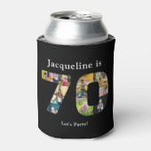 70誕生日デザインお客様自身のフォトコラージーブラック 缶クーラー (缶正面)