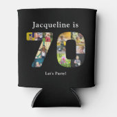 70誕生日デザインお客様自身のフォトコラージーブラック 缶クーラー (正面)