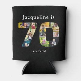 70誕生日デザインお客様自身のフォトコラージーブラック 缶クーラー