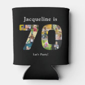 70誕生日デザインお客様自身のフォトコラージーブラック 缶クーラー (裏面)