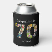 70誕生日デザインお客様自身のフォトコラージーブラック 缶クーラー (缶裏面)