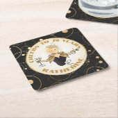 70誕生日トースト彼女の金ゴールドブラック素晴らしい スクエアペーパーコースター (アングル)