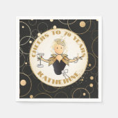 70誕生日トーストfor Her モダン Black金ゴールド スタンダードカクテルナプキン (正面)