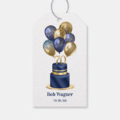 70誕生日ネイビーブルーバルーンケーキ ギフトタグ (裏面)