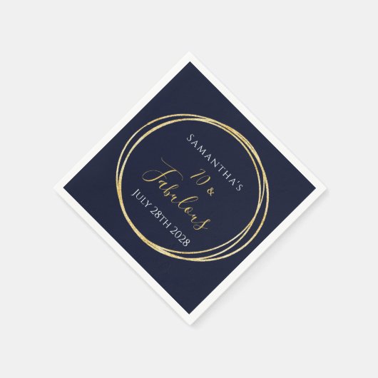 70誕生日ネイビー金ゴールド誕生日 スタンダードカクテルナプキン (角)