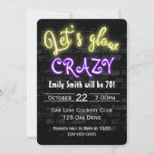 70誕生日ネオングローサインオンブリック 招待状 (正面)