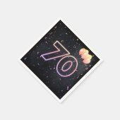 70誕生日ネオンサインオンブラックナプキンス スタンダードカクテルナプキン (角)