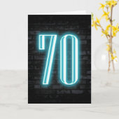 70誕生日ネオンサインオンブリック カード (黄色い花)