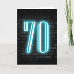 70誕生日ネオンサインオンブリック カード