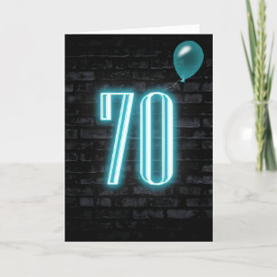 70誕生日ネオンサインオンブリック カード