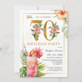 70誕生日ハワイアントロピカルカクテルパーティー 招待状 (正面)