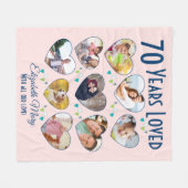 70誕生日ハート写真コラージュ フリースブランケット (正面(横))