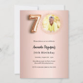 70誕生日バラ金ゴールド写真 招待状 (正面)