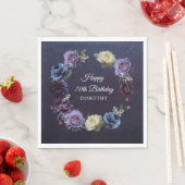 70誕生日パーソナライズされたムード紫の花 スタンダードランチョンナプキン (インサイチュ)