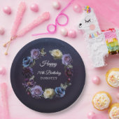 70誕生日パーソナライズされたムード紫の花 ペーパープレート (パーティー)