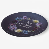 70誕生日パーソナライズされたムード紫の花 ペーパープレート (アングル)
