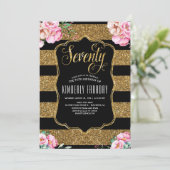 70誕生日パーティー – フローラ金ゴールドグラム 招待状 (スタンド正面)