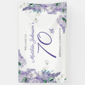 70誕生日パープルウィステリアフローラエレガントパーティー 横断幕 (縦)