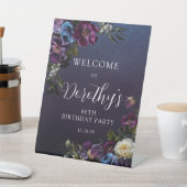 70誕生日パープルムーディフラワーカスタム歓迎 台座サイン (インサイチュ)