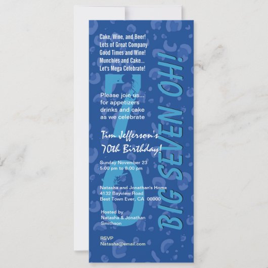 70誕生日ビッグ6オーブルー紙吹雪W364 招待状 (正面)