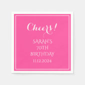 70誕生日ピンクエレガントスクリプトモダン応援 スタンダードカクテルナプキン (正面)