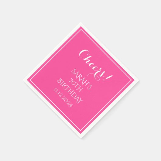 70誕生日ピンクエレガントスクリプトモダン応援 スタンダードカクテルナプキン (角)