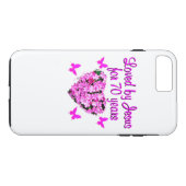 70誕生日ピンクフローラ写真デザイン Case-Mate iPhoneケース (裏面(横))
