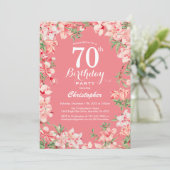 70誕生日ピンクボホ植物性フローラ花 招待状 (スタンド正面)