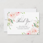 70誕生日ピンク牡丹フローラフラット サンキューカード (正面)