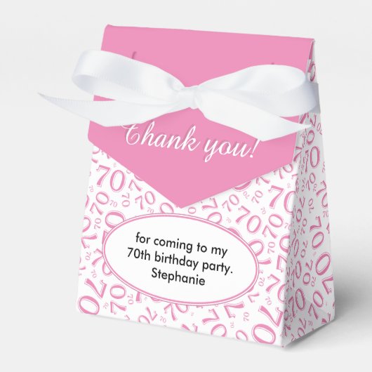 70誕生日ピンク/ホワイト番号柄 フェイバーボックス (正面サイド)