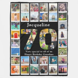 70誕生日ファミリー写真テンプレート大 フリースブランケット