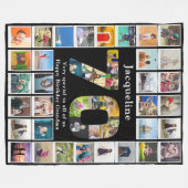 70誕生日ファミリー写真テンプレート大 フリースブランケット (正面(横))