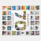 70誕生日ファミリー写真テンプレート大 フリースブランケット (正面(横))