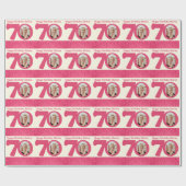70誕生日フォトおもしろいクリームピンク ラッピングペーパー (フラット)