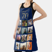 70誕生日フォトコラージブルー金ゴールド エプロン (インサイチュ)