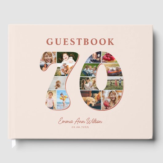 70誕生日フォトコラージマイルストーンゲストブック ゲストブック (正面)