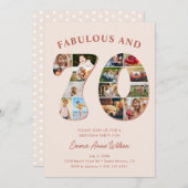 70誕生日フォトコラージュエレガントとタイムレス 招待状 (正面/裏面)