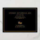 70誕生日フォトブラックフェイク金ゴールドリーフエレガント 箔招待状 (裏面)