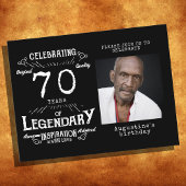 70誕生日フォトブラックヴィンテージ誕生日招待状 ポストカード
