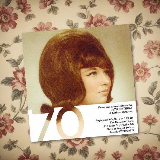 70誕生日フォト招待状- 5.25 x 5.25 招待状