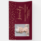 70誕生日フォト金ゴールド三角形バーガンディ 横断幕 (縦)