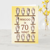 70誕生日フクロウ カード (黄色い花)