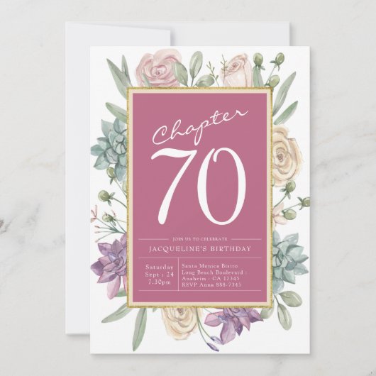 70誕生日フローラサプライズパーティー 招待状 (正面)
