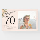 70誕生日フローラピンク写真 横断幕 (横)